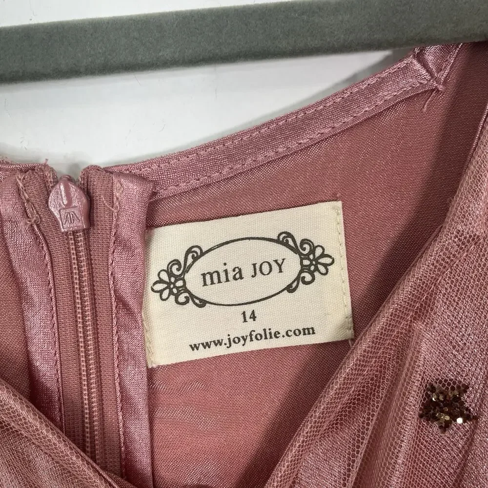 Joyfolie Mia Joy Layla Dress Girls 14 Rose Petal Pink Gold Sequin Stars NWT